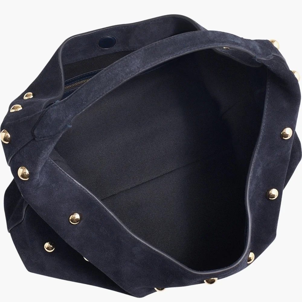 Madewell Mylie Studded Suede Hobo Shoulder Bag Juniper Berry Blue
